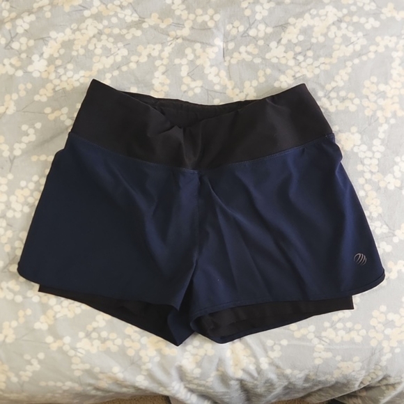 MPG Athletic Shorts Blue and Black Built-in Compression Shorts - Picture 1 of 6